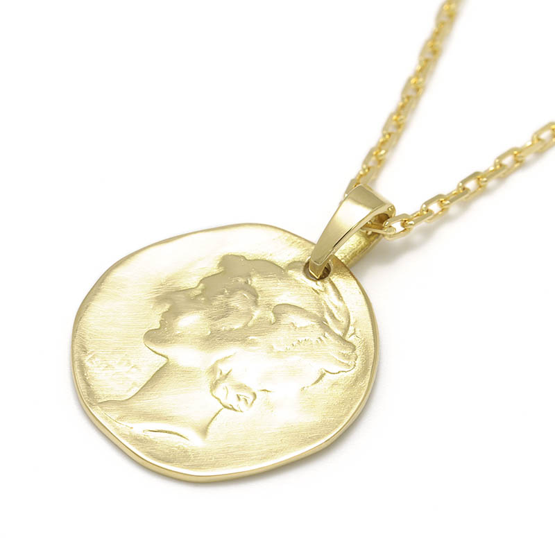 Liberty Head Pendant + Square Chain 1.3mm - K18Yellow Gold