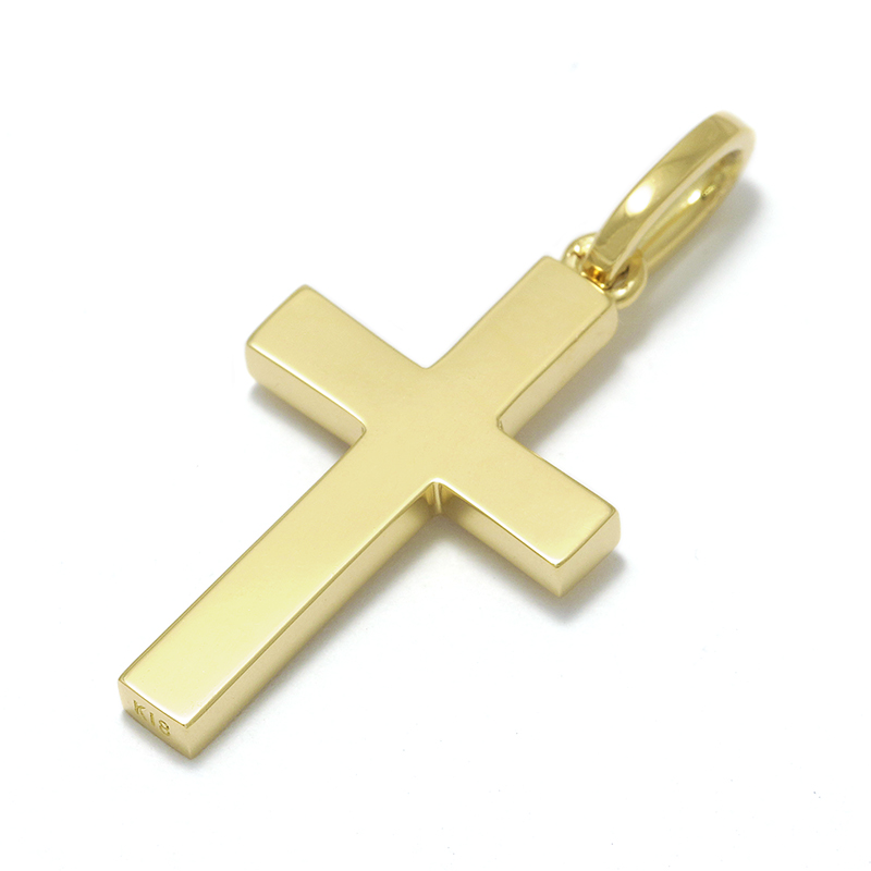 Simple Cross Pendant Medium - K18Yellow Gold