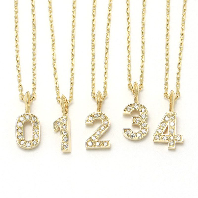 NUMBER NECKLACE - K18Yellow Gold w/Diamond（ナンバーネックレス - K18イエローゴールド  w/ダイヤモンド）　GARDEL（ガーデル）