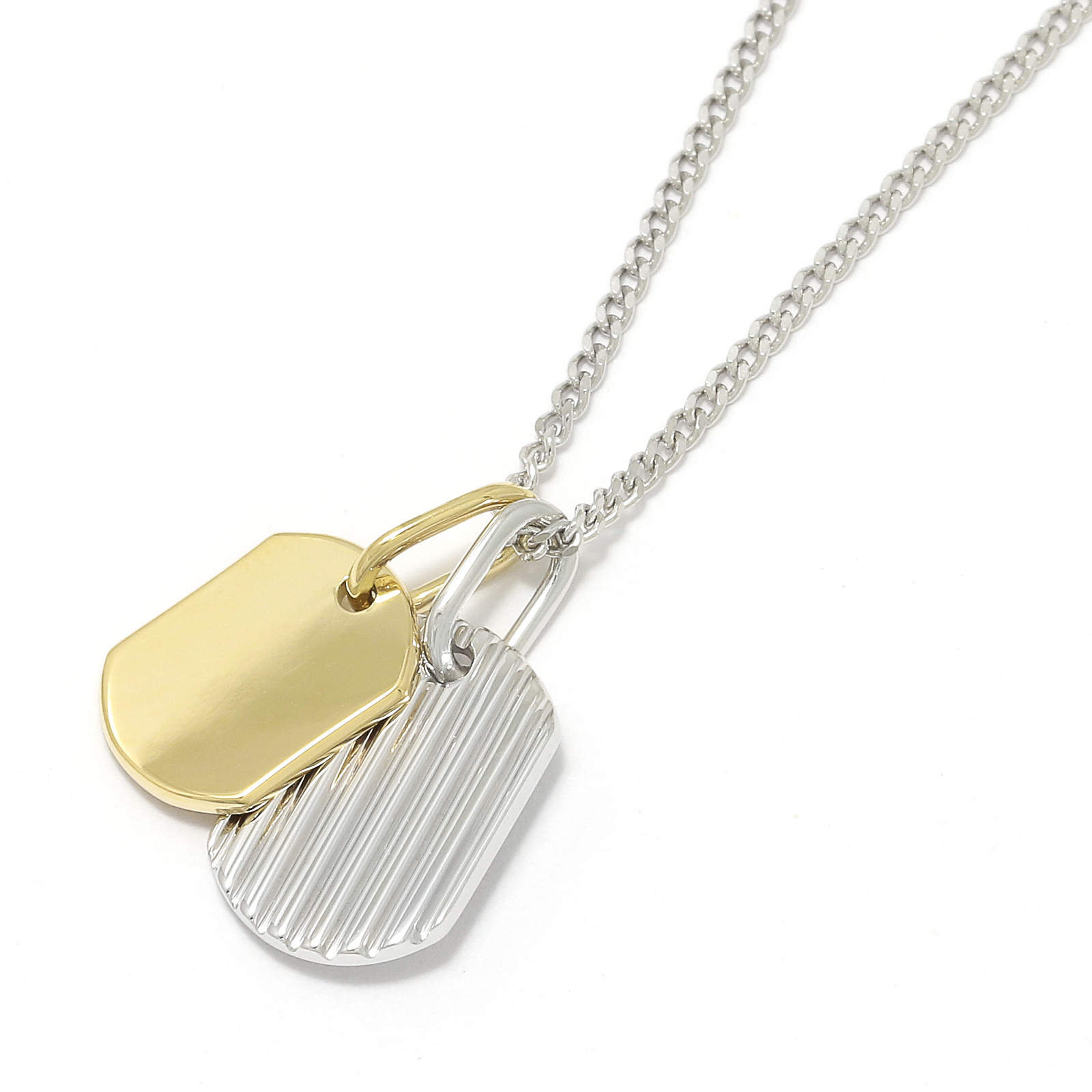 SYMPATHY OF SOUL（シンパシーオブソウル） Small Dog Tag Necklace - Silver×K18Yellow Gold（ スモールドッグタグネックレス - シルバー×K18イエローゴールド）