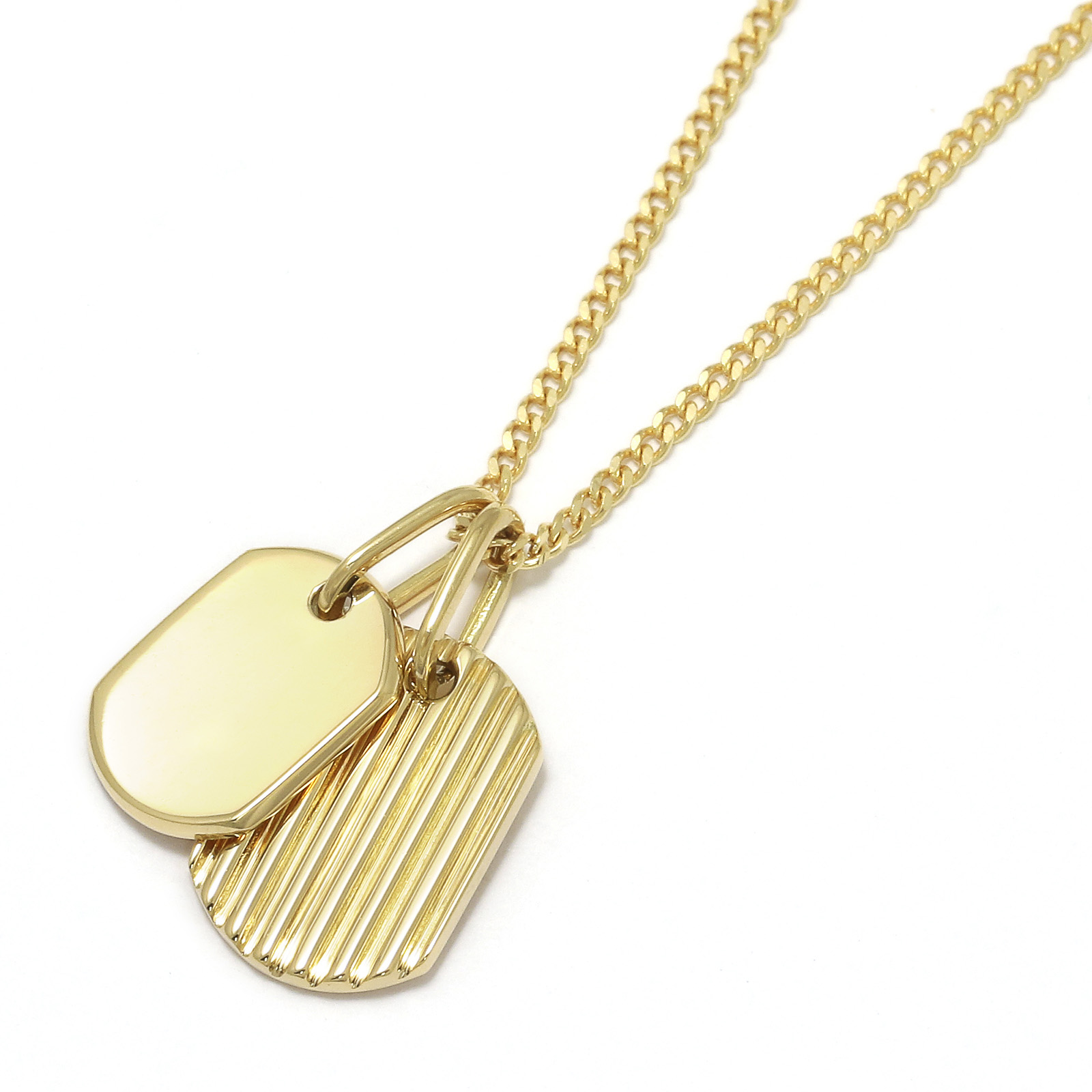 Small Dog Tag Necklace - K18Yellow Gold