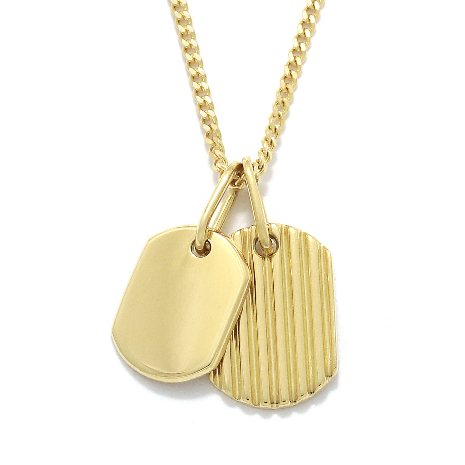 Small Dog Tag Necklace - K18Yellow Gold