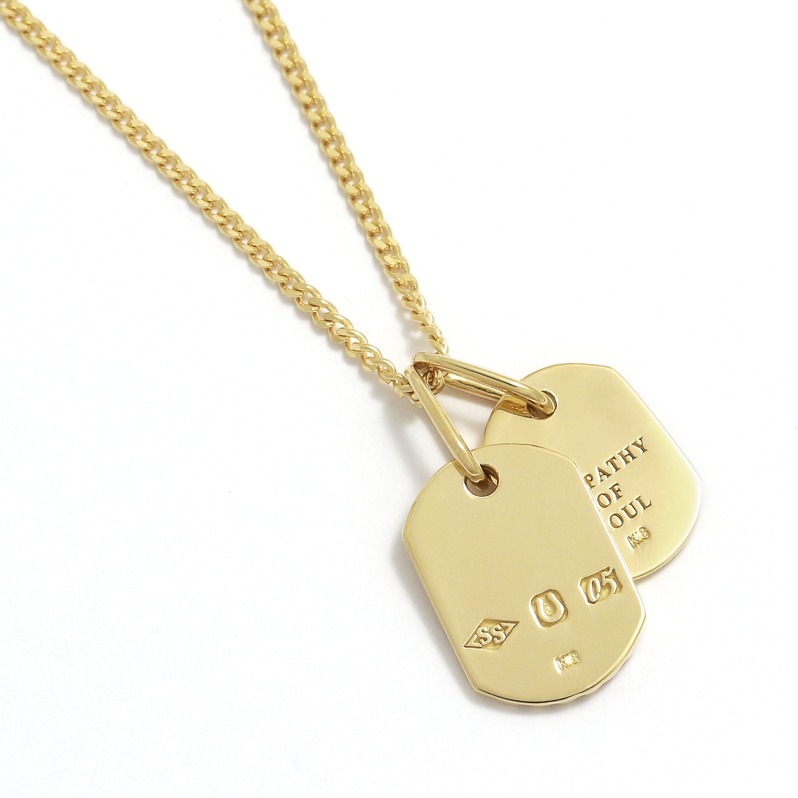 Small Dog Tag Necklace - K18Yellow Gold