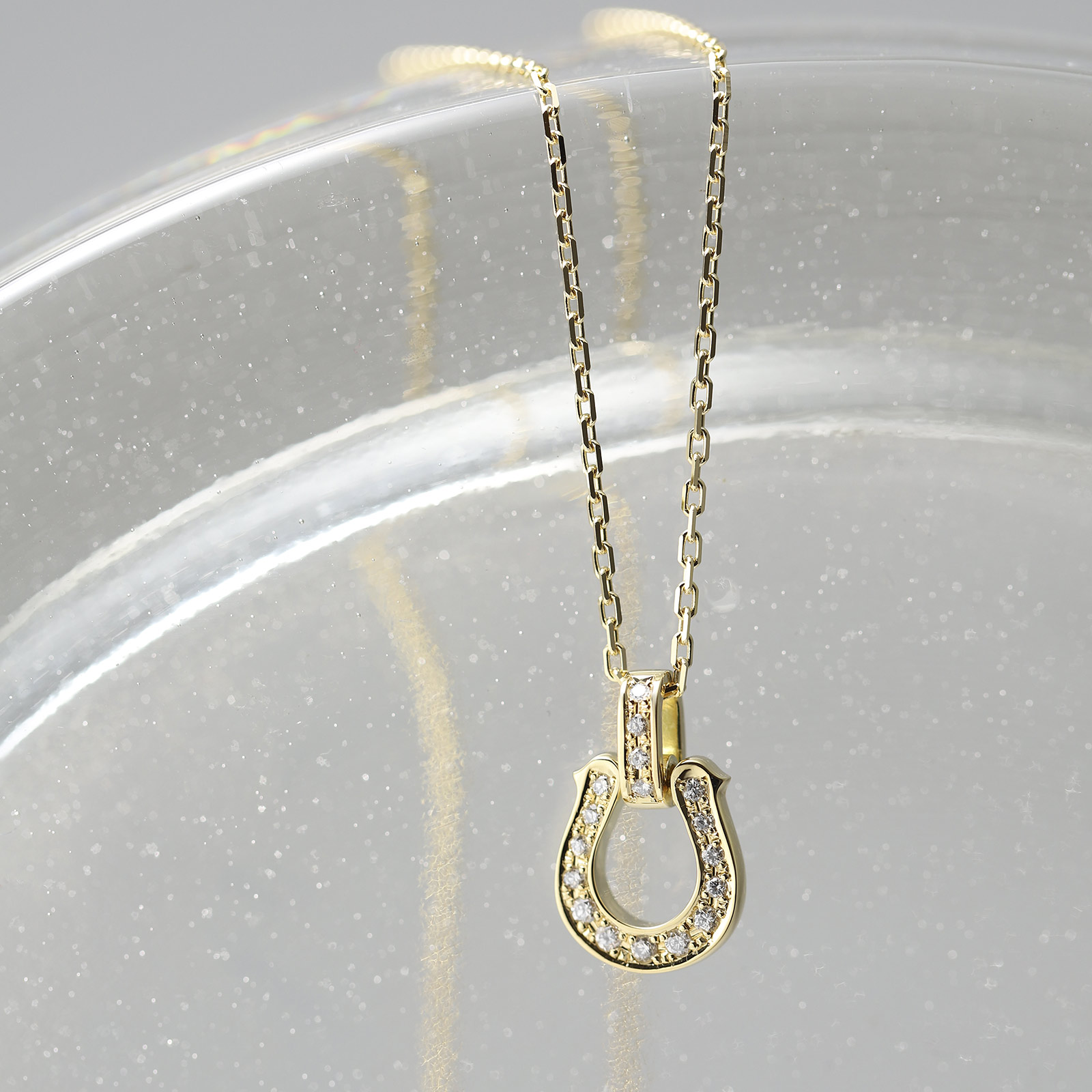 SYMPATHY OF SOUL（シンパシーオブソウル） Medium Lux Horseshoe Pendant w/Diamond +  Square Chain 1.3mm - K18Yellow Gold（ミディアムラックスホースシューペンダント w/ダイヤモンド+スクエアチェーン  1.3mm - K18イエローゴールド）