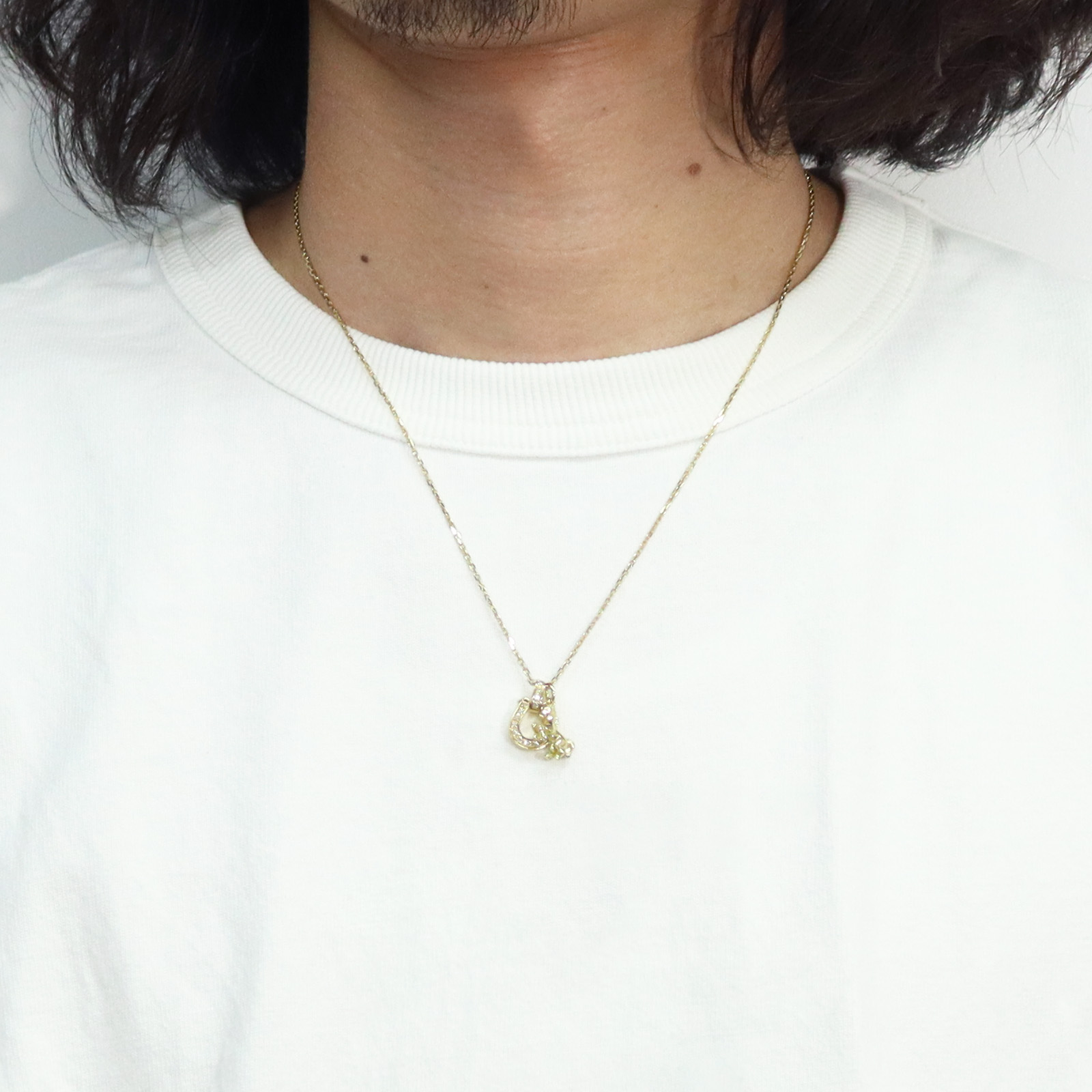 SYMPATHY OF SOUL（シンパシーオブソウル） Medium Lux Horseshoe Pendant Small Horse  Charm K18Yellow Gold w/Diamond Set Necklace（ミディアムラックスホースシューペンダント＋スモールホース チャーム K18イエローゴールド w/ダイヤモンド セットネックレス）