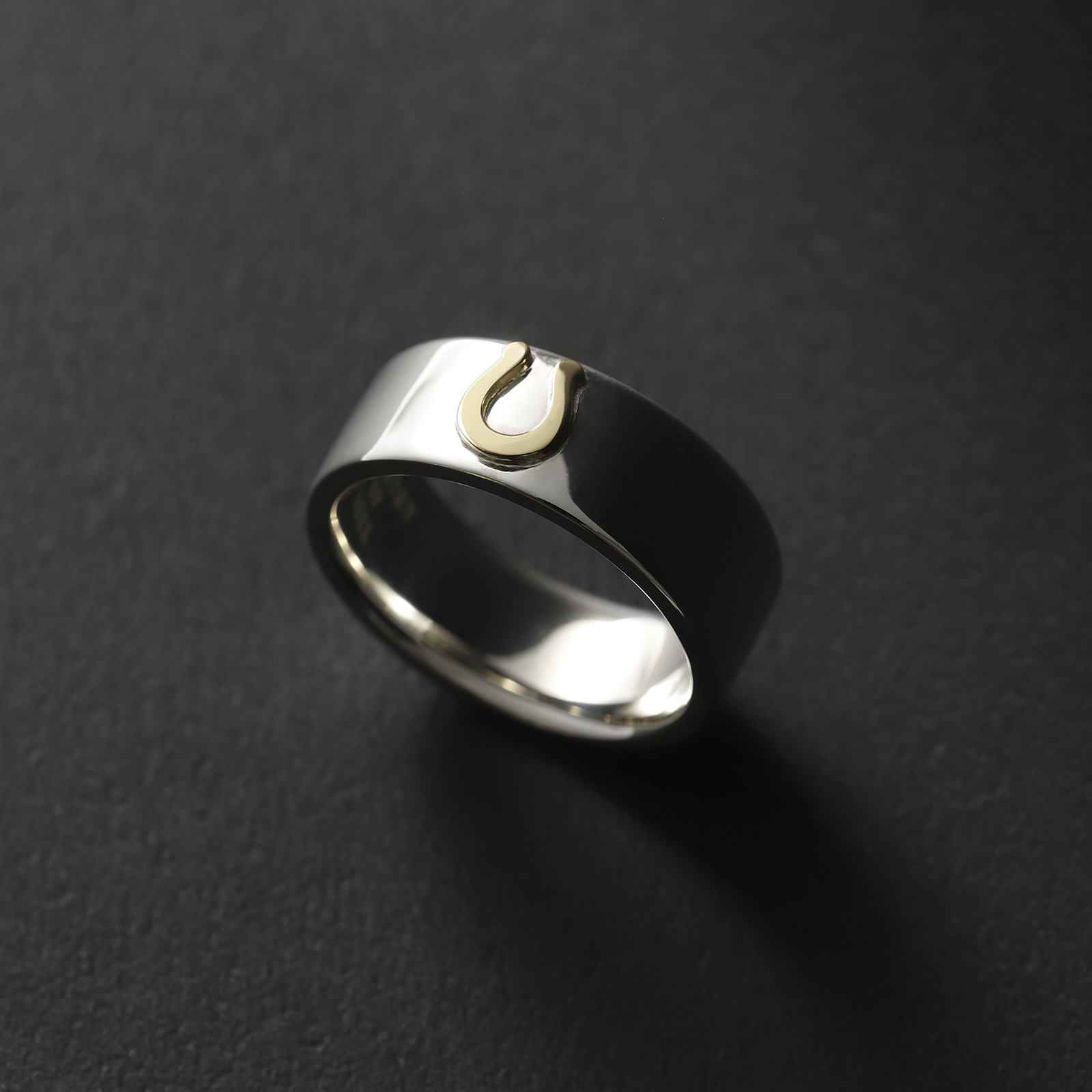 Horseshoe Charm Ring Wide - Silver×K18Yellow Gold