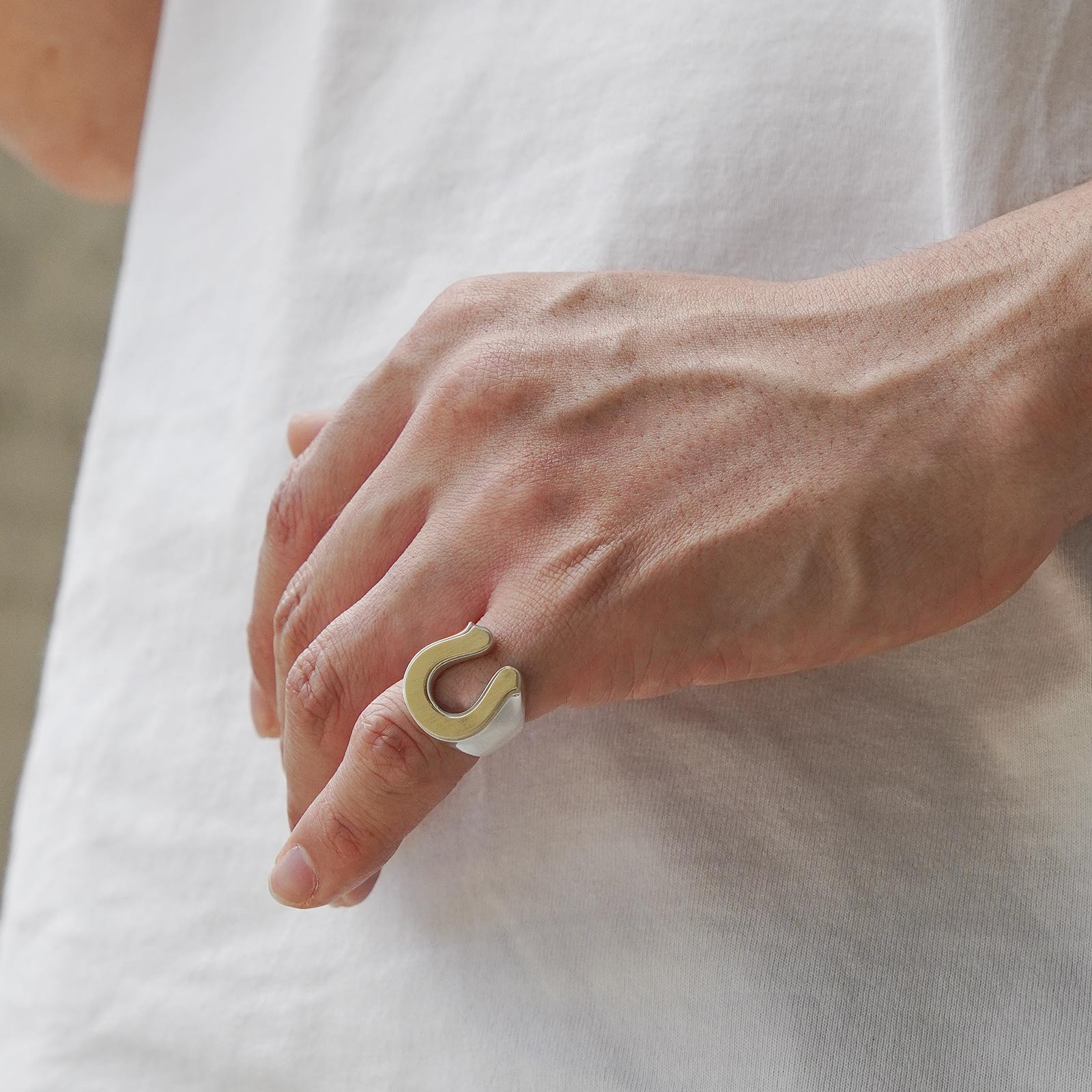 Small Horseshoe Ring - Silver×K18 Yellow Gold