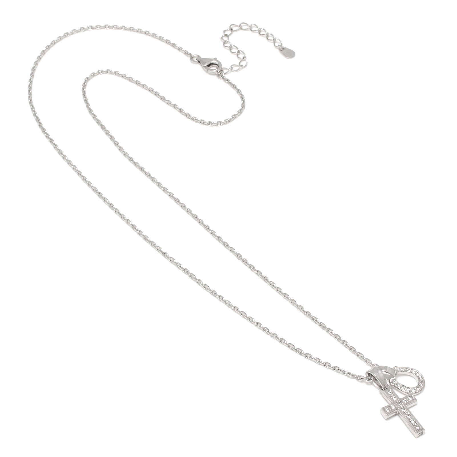 SYMPATHY OF SOUL（シンパシーオブソウル） S.O.S fp恵比寿本店、WEB限定 Small Gravity Cross  Necklace w/Horseshoe - Silver w/CZ（スモールグラビティクロスネックレス w/ホースシュー シルバー w/CZ）