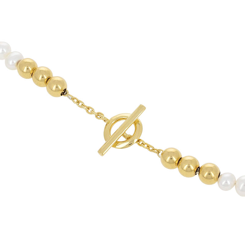 Pearl Beads T-Bar Necklace