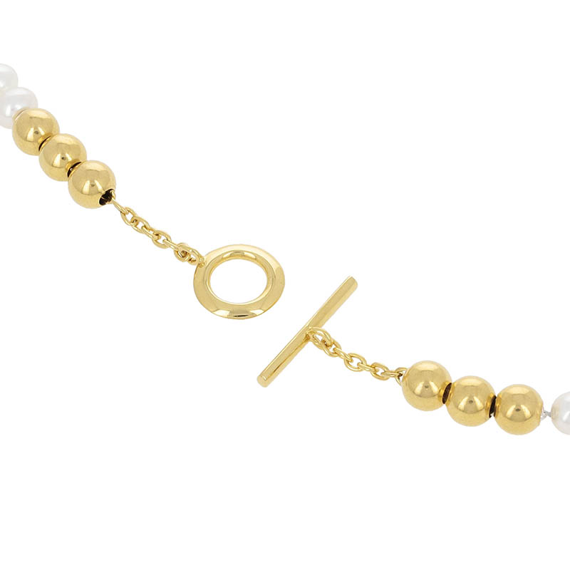 Pearl Beads T-Bar Necklace